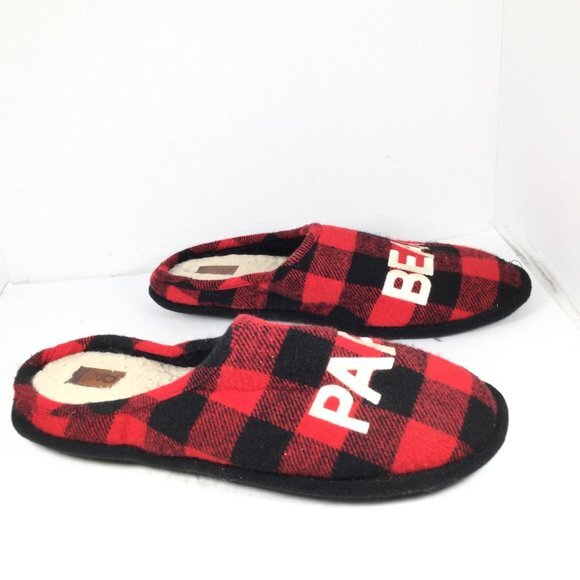 Dearfoams Men's Plaid Papa Bear Slippers Black/Red Size Xlarge 13-14 - Picture 5 of 11